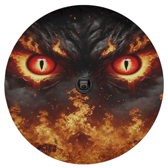 Lotusprinthandmade Fire Flames Eyes Spare Tire Cover With Backup Camera Hole 6 Sizes (32 in.)