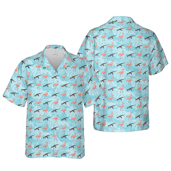 Lotusprinthandmade Flamingo Tropical Short-sleeve Hawaiian Shirt S-5XL (XL), Tropical Hawaii Shirt