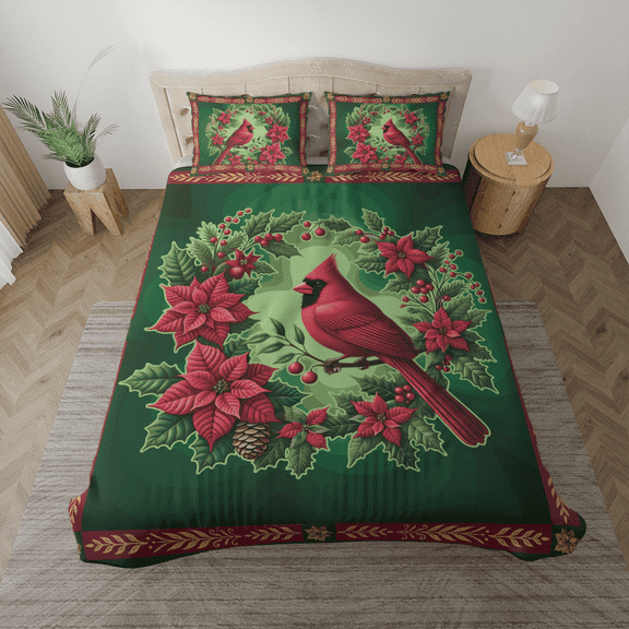 Lotusprinthandmade Floral Cardinal Bedding Set