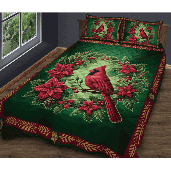Lotusprinthandmade Floral Cardinal Quilt Bedding Set