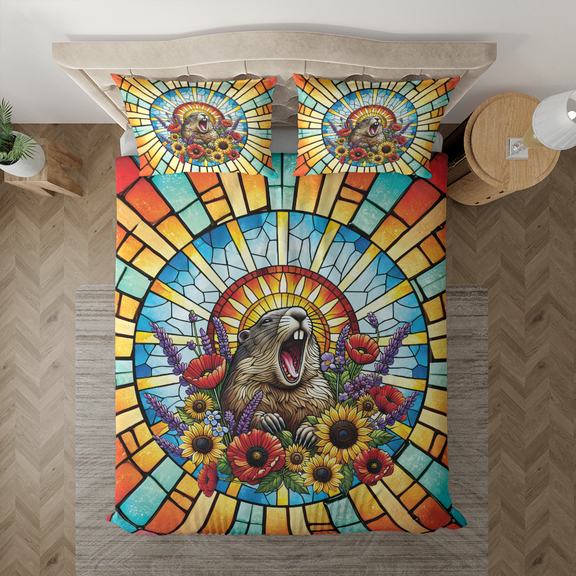 Lotusprinthandmade Floral Funny Groundhog Animal 3D Bedding Set