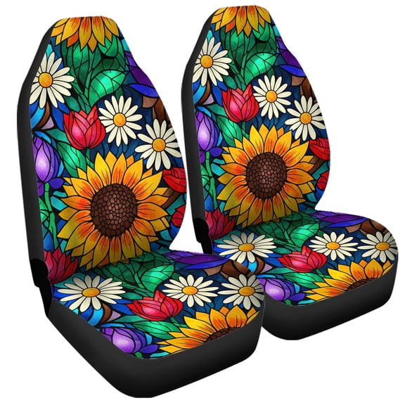 Lotusprinthandmade Floral Graphic Front Car Seat Cover One Size, floral print seat protector