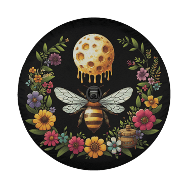 Lotusprinthandmade Floral Honeybee Spare Tire Cover With Backup Camera Hole 6 Sizes