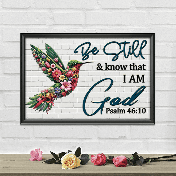 Lotusprinthandmade Floral Hummingbird God Jesus Christian Canvas Wall Art 12 x 8 in, Multicolor