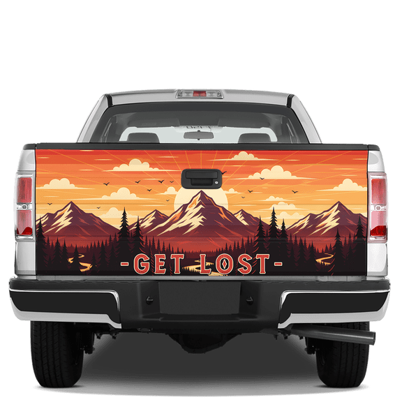 Lotusprinthandmade Forest Mountain Graphic Tailgate Wrap 2 Sizes (24"x58"), nature theme mountain tailgate wrap, forest truck tailgate wrap