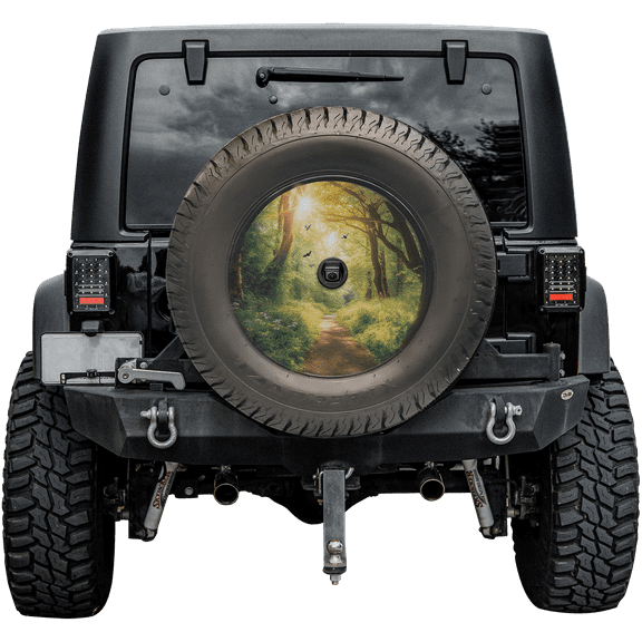 Lotusprinthandmade Forest Spare Tire Cover With Backup Camera Hole, Forest Wheel Cover for Spare Tire