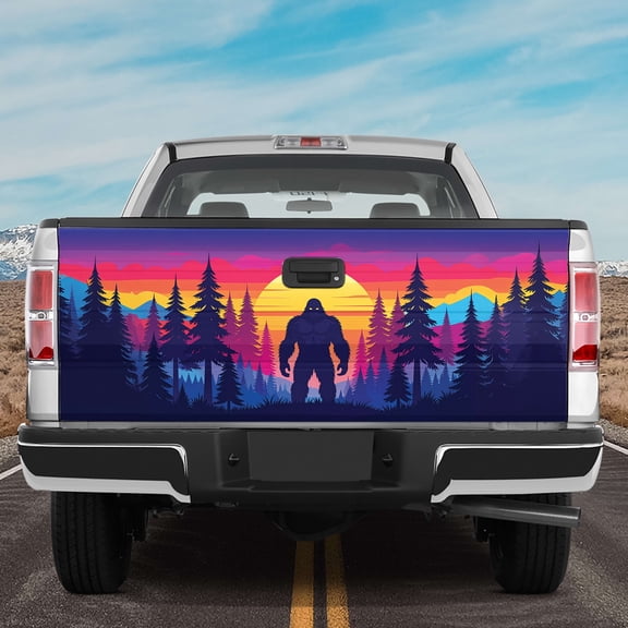 Lotusprinthandmade Forest Theme Bigfoot Lovers Tailgate Wrap 2 Sizes (26"x66"), nature themed bigfoot truck wrap, bigfoot truck wrap