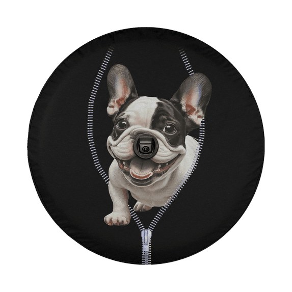 Lotusprinthandmade French Bulldog Cute Animals Collection Zipper Pattern Spare Tire Cover With Backup Camera Hole 6 Sizes