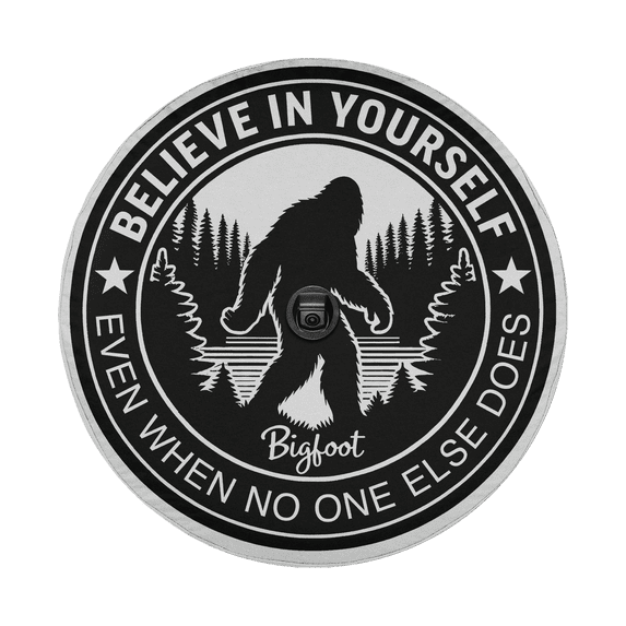 Lotusprinthandmade Funny Bigfoot Believe In You Spare Tire Cover With Backup Camera Hole 6 Sizes (35 in.)