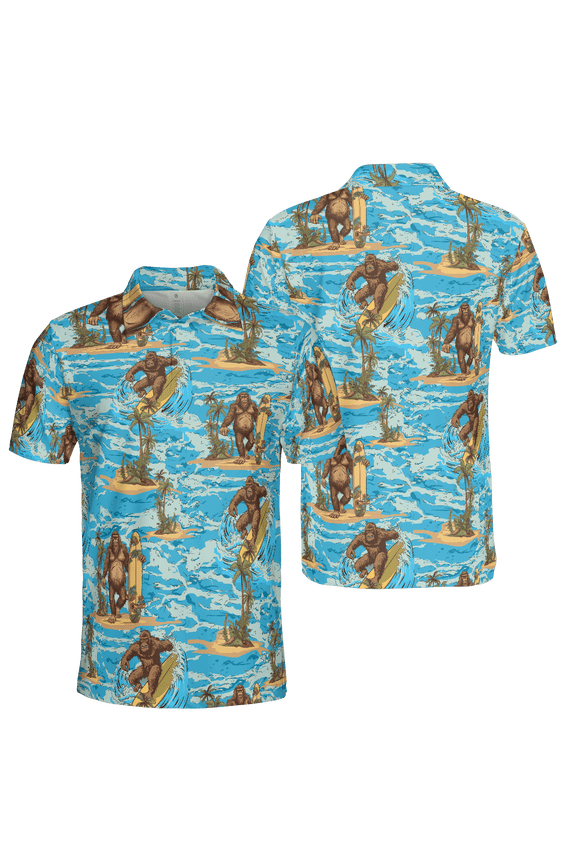 Funny Bigfoot Men Polo Shirt (Lightweight) S-5XL Multicolor (L), bigfoot graphic polo shirt, bigfoot print polo