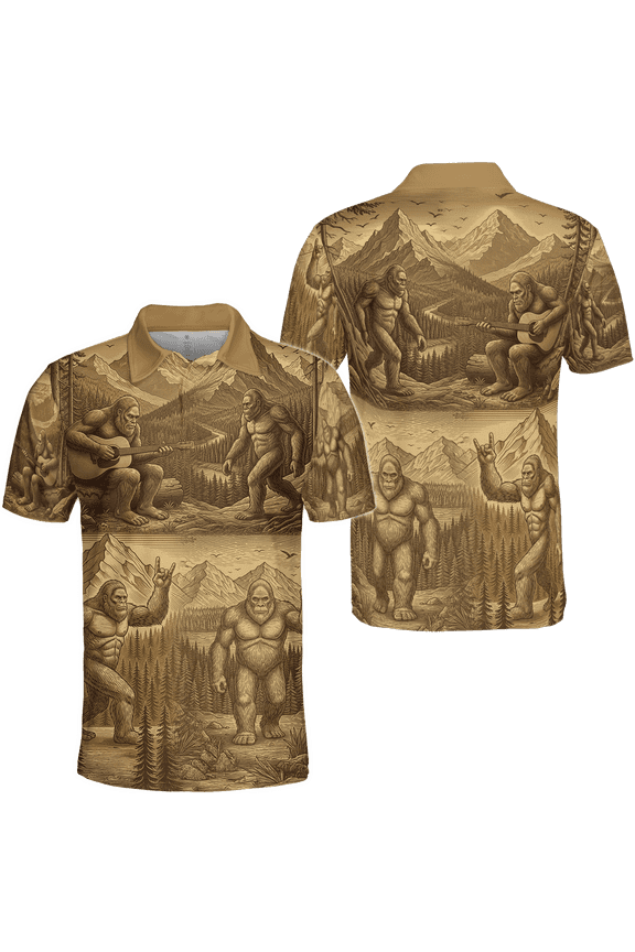 Funny Bigfoot Sasquatch Men Polo Shirt (Lightweight) S-5XL Multicolor (5XL) – Bigfoot Sasquatch Polo Shirt