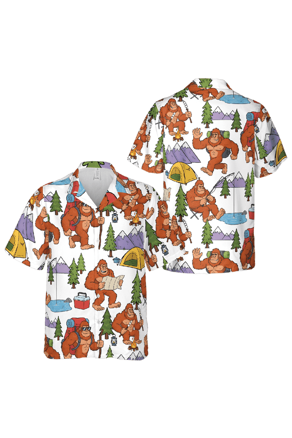 Funny Bigfoot Sasquatch Short Sleeve Hawaiian Shirt