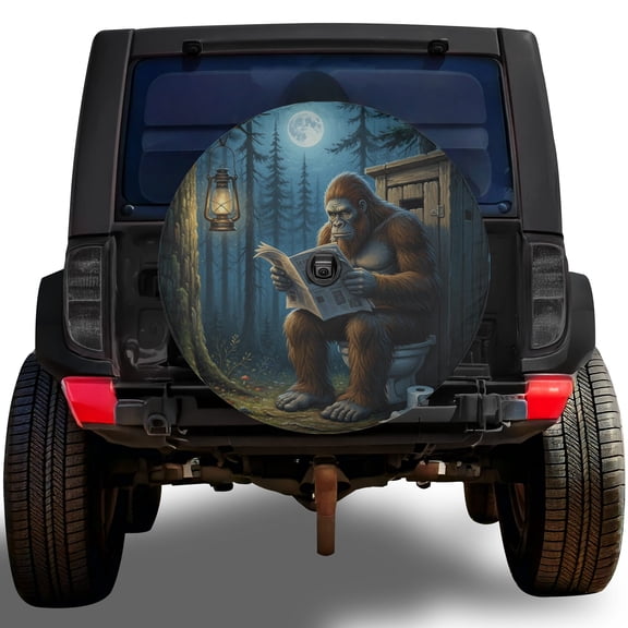 Lotusprinthandmade Funny Bigfoot Spare Tire Cover With Backup Camera Hole