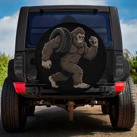 Lotusprinthandmade Funny Bigfoot Spare Tire Cover Without Backup Camera Hole 6 Sizes (27 in.), bigfoot adventure tire wrap