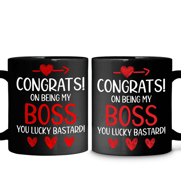 Lotusprinthandmade Funny Boss Gift Congrats On Being My Boss Black Ceramic Mug (15oz) (Made In US)