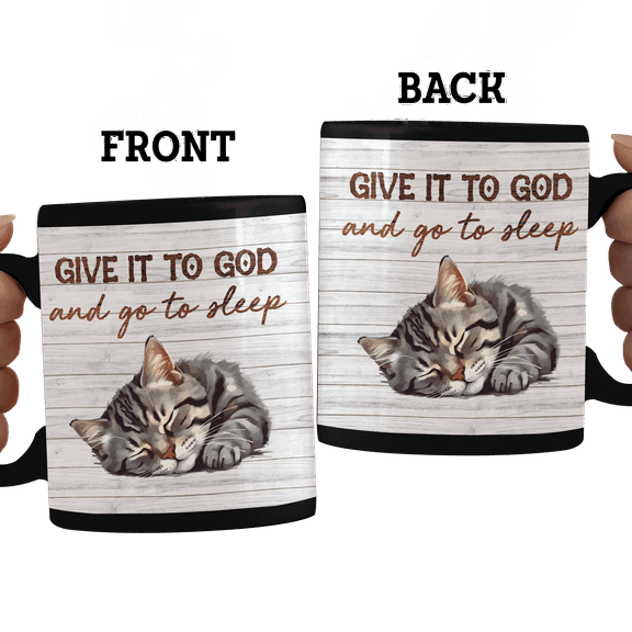 Lotusprinthandmade Funny Cat Black Ceramic Mug (11oz) (Made In US), cat mugs for cat lovers funny