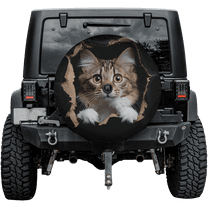Lotusprinthandmade Funny Cat Spare Tire Cover With Backup Camera Hole 6 Sizes (27 in.)