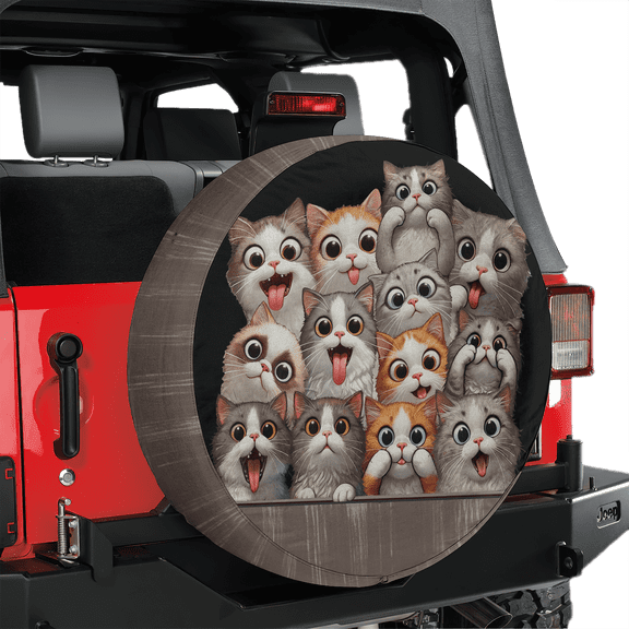 Lotusprinthandmade Funny Cat Spare Tire Cover Without Backup Camera Hole