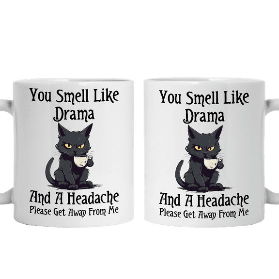 Lotusprinthandmade Funny Cat White Ceramic Mug (11oz) (Made In US)