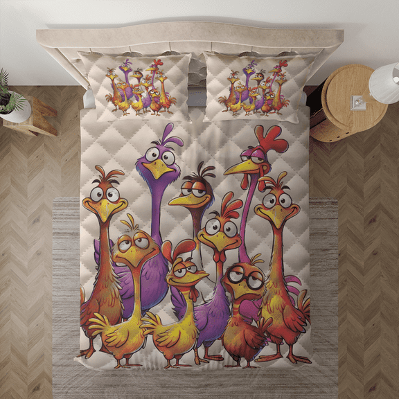 Lotusprinthandmade Funny Chicken Bedding Set