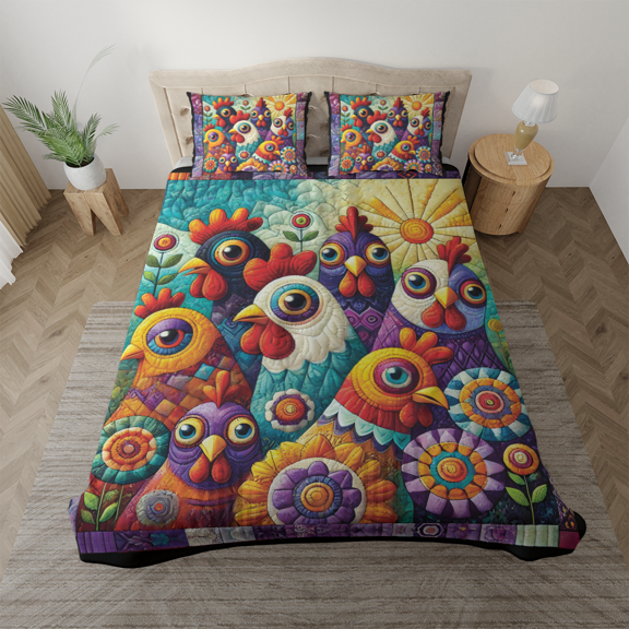 Lotusprinthandmade Funny Chicken Bedding Set (Made in Vietnam) (60x80), Humorous Chicken-Themed Bedding, Cozy Farm Animal Bedding