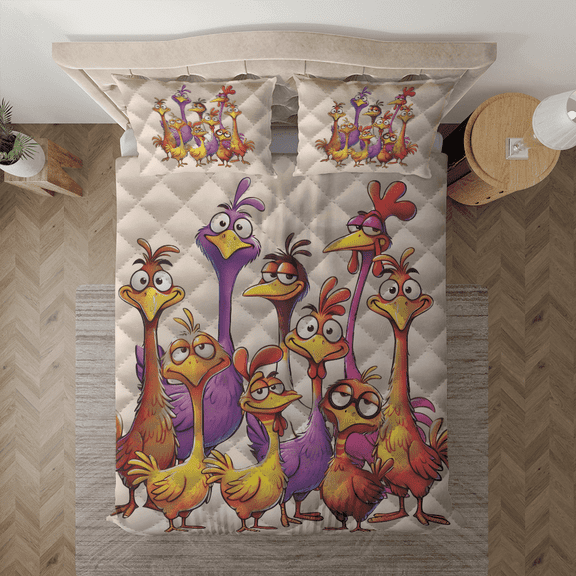Lotusprinthandmade Funny Chicken Bedding Set