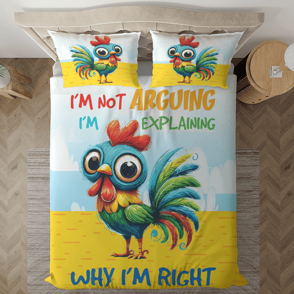 Lotusprinthandmade Funny Chicken Not Arguing Bedding Set (88x88)