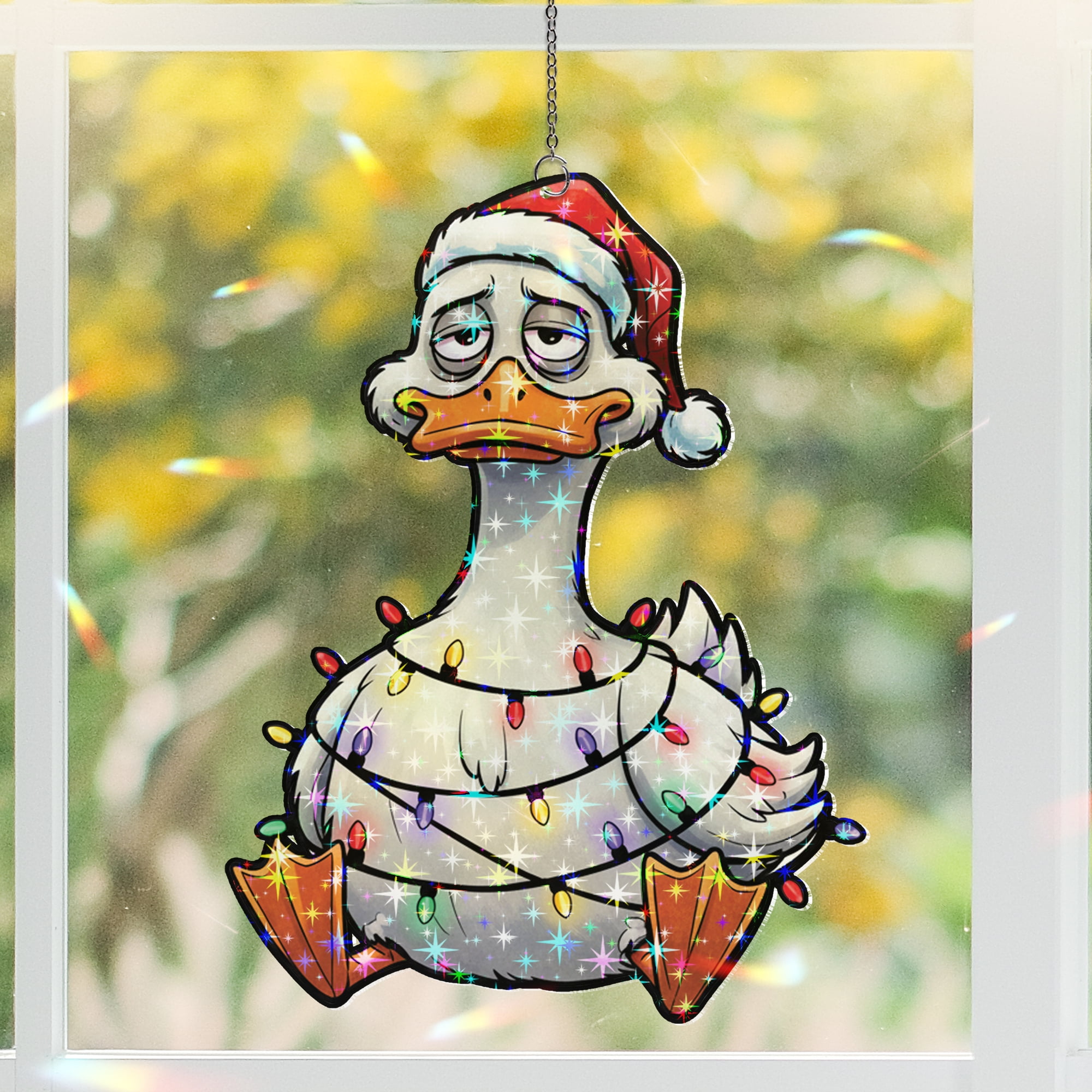 Lotusprinthandmade Funny Duck Christmas Custom Shape Star Hologram Ornament 4in, christmas duck decor, holiday duck gift