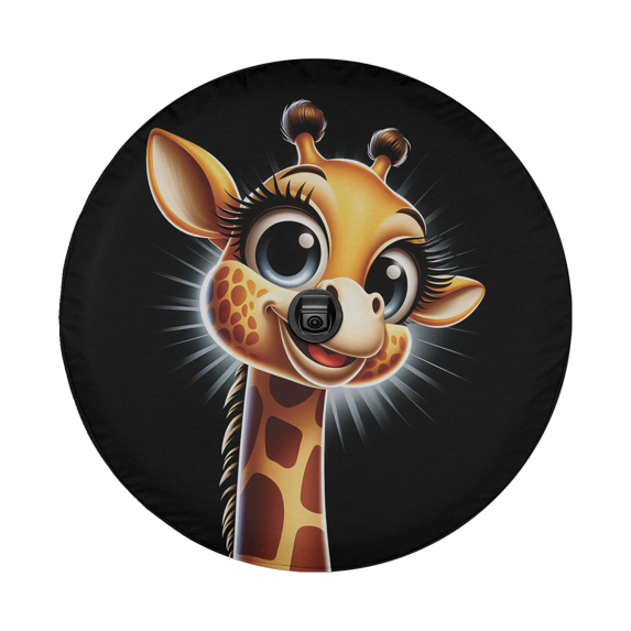 Lotusprinthandmade Funny Giraffe Spare Tire Cover With Backup Camera Hole 6 Sizes