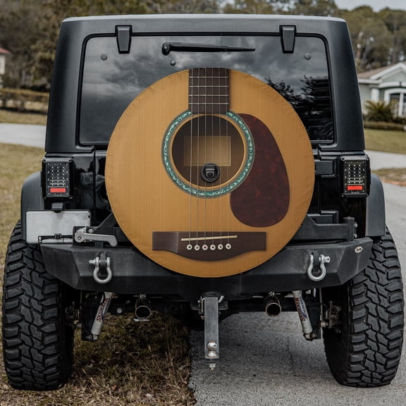 Lotusprinthandmade Funny Guitar Graphic Spare Tire Cover With Backup Camera Hole 6 Sizes (27 in.)