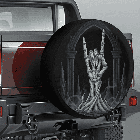 Lotusprinthandmade Funny Halloween With Skull Skeleton Spare Tire Cover Without Backup Camera Hole 6 Sizes (30 in.)