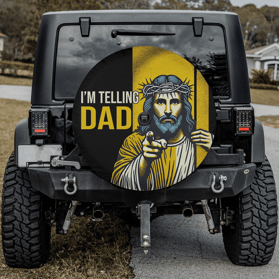Lotusprinthandmade Funny Jesus Spare Tire Cover With Backup Camera Hole, Jesus Spare Tire Cover
