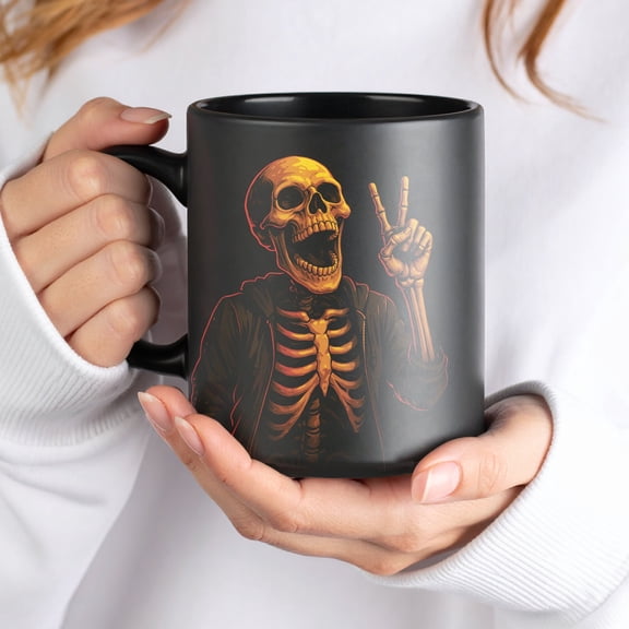 Lotusprinthandmade Funny Skeleton Accent Mug (15oz)