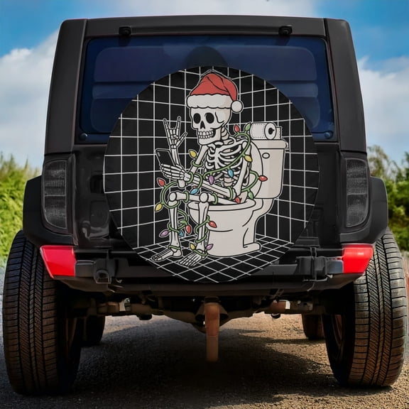 Lotusprinthandmade Funny Skeleton Christmas Spare Tire Cover Without Backup Camera Hole 6 Sizes (35 in.)