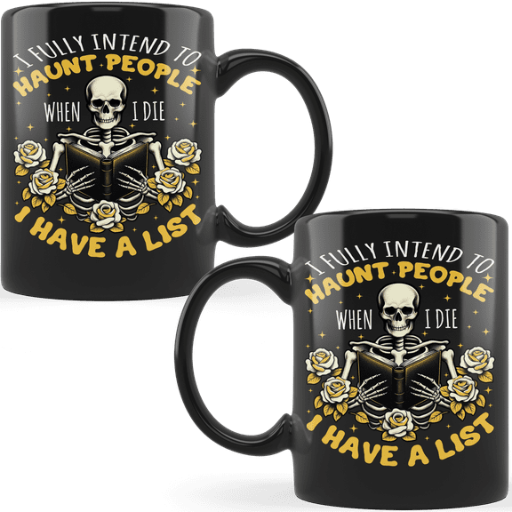 Lotusprinthandmade Funny Skeleton Fully Intended To Haunt People Ceramic Mug (15oz) (Made In US)