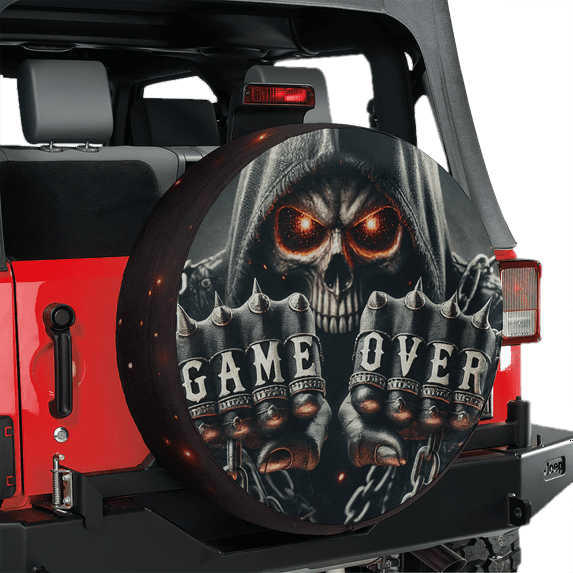 Lotusprinthandmade Funny Skull Spare Tire Cover Without Backup Camera Hole, Skull Spare Tire Cover