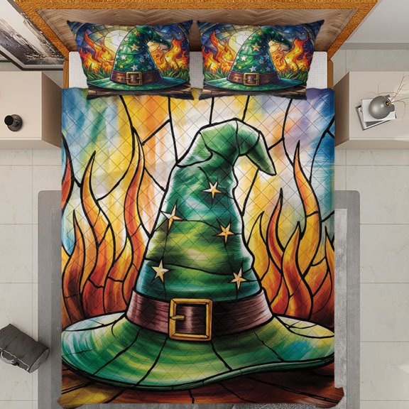 Lotusprinthandmade Funny Spooky Halloween Quilt Bedding Set (White Binding) 5 Sizes (Made in Vietnam) (60x70)— Halloween Quilt Bedding Set Design