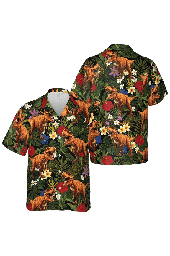 Funny T-Rex Dinosaur Short-sleeve Hawaiian Shirt S-5XL (4XL)