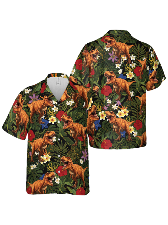 Funny T-Rex Dinosaur Short-sleeve Hawaiian Shirt S-5XL (S)