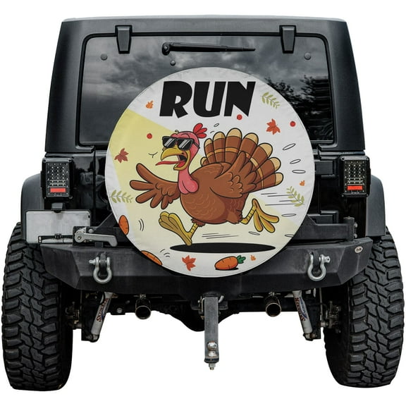 Lotusprinthandmade Funny Turkey Run Spare Tire Cover Without Backup Camera Hole 6 Sizes (27 in.)