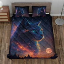 Lotusprinthandmade Galaxy Cat Quilt Bedding Set (Fold Hem) 5 Sizes (Made in Vietnam) (55x60), Vibrant And Playful Animal Print Quilt