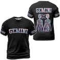 thumbnail image 1 of Lotusprinthandmade Gemini Personalized Name Zodiac Sign Unisex T-shirt 3D S-5XL Multicolor, 1 of 5