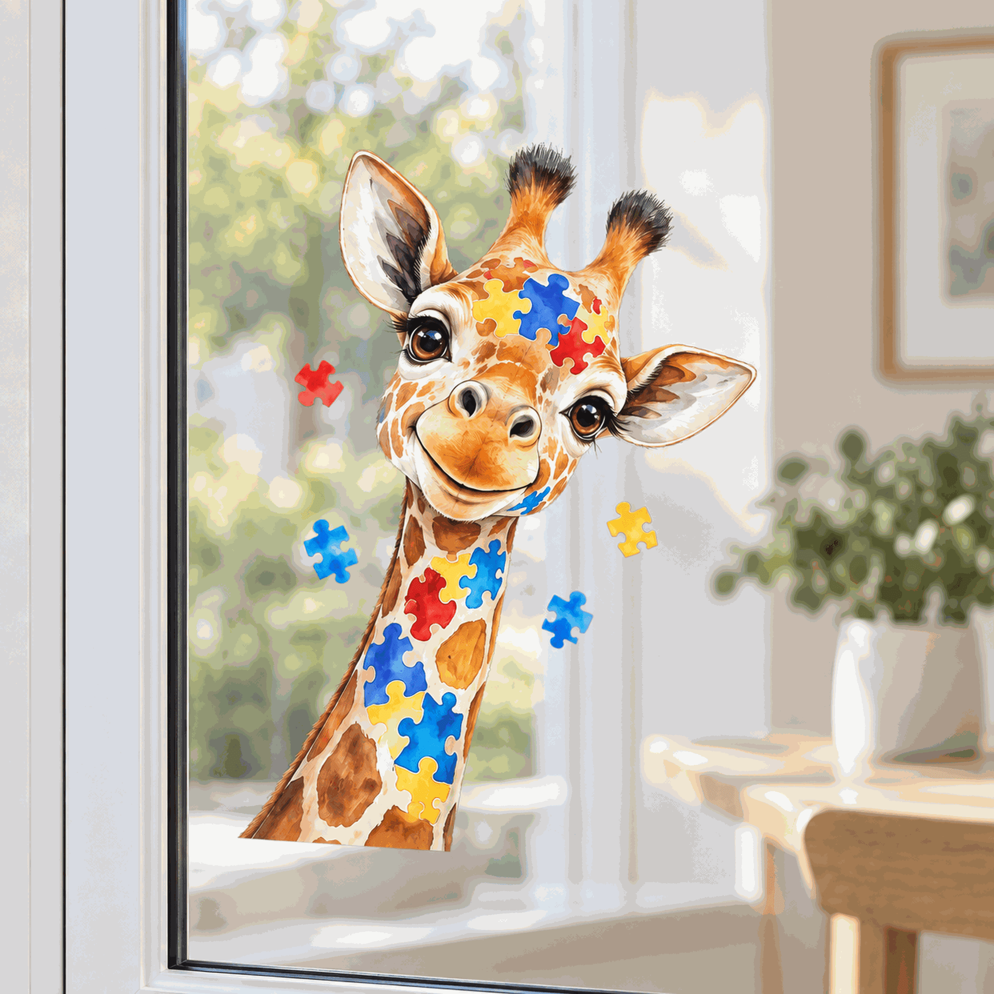 Lotusprinthandmade Giraffe Puzzle Pattern Transparent Vinyl Decal ...