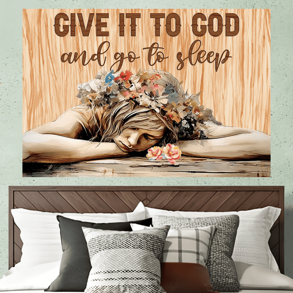 Lotusprinthandmade Give It To God And Go To Sleep Poster 12" x 18”, Christian Wall Art, Christian Poster, Christian Home Decor, jesus poster, jesus christ poster