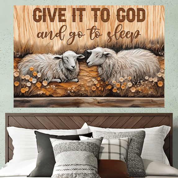 Lotusprinthandmade Give It To God And Go To Sleep Poster 16" x 24", Christian Wall Art, Christian Poster, Christian Home Decor, jesus poster, jesus christ poster