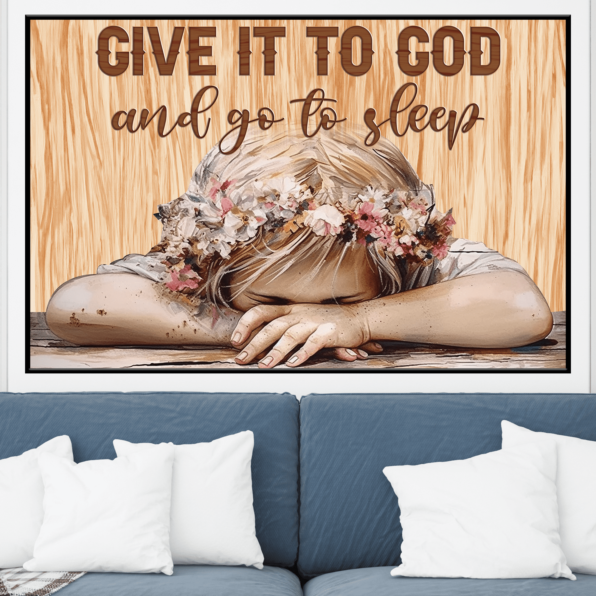 Religiöses Blechschild „Give It To God And Go To Sleep“ – 30x15 Cm, Vintage-Deko