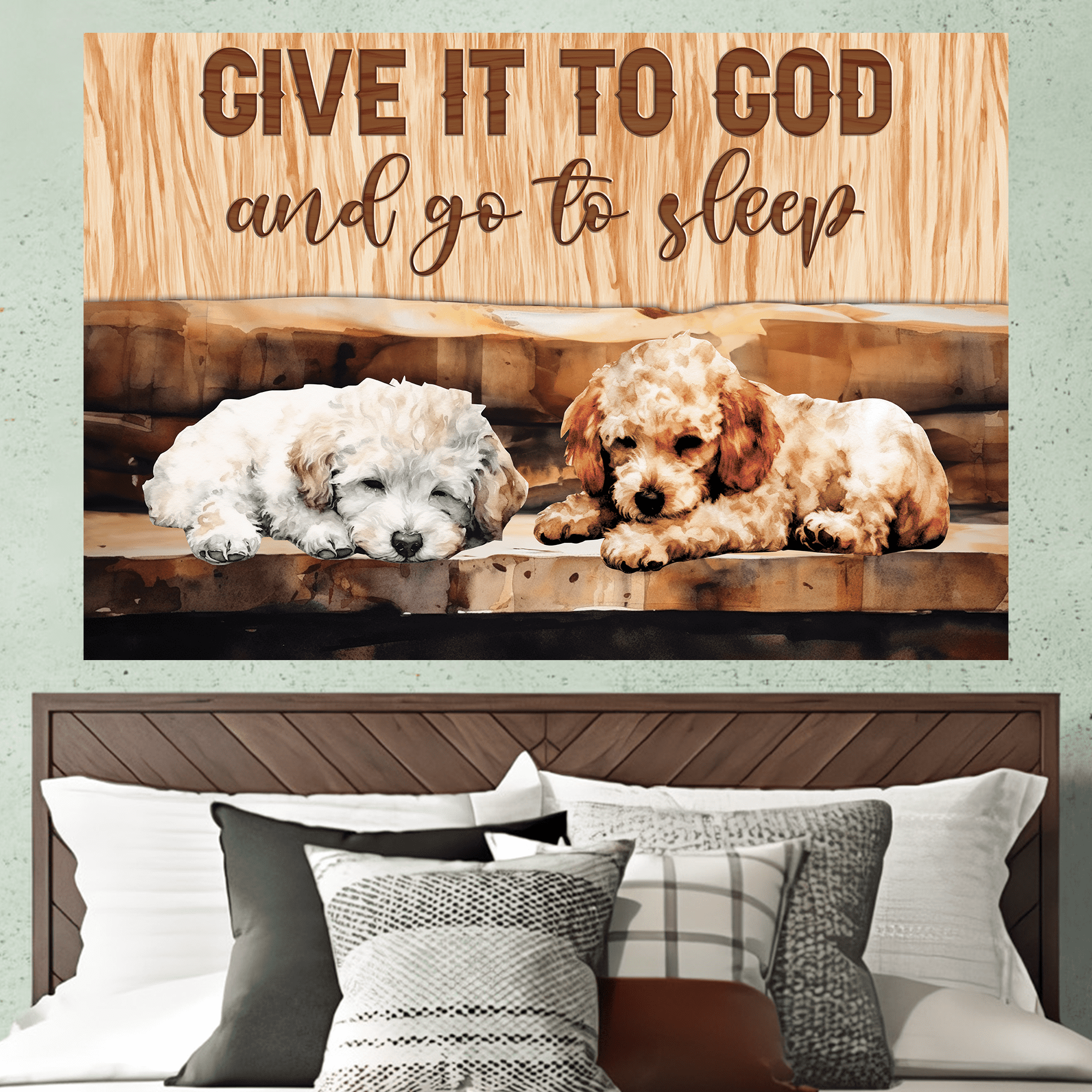 Federa Cuscino 'Give It To God And Go To Sleep' - Flanella Morbida 45x45 Cm, Grigio - 3