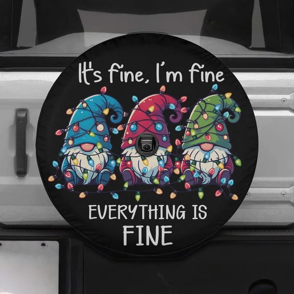 Lotusprinthandmade Gnomes Christmas Gift Spare Tire Cover With Backup Camera Hole 6 Sizes (27 in.)