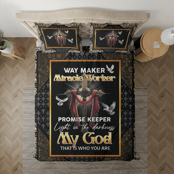 Lotusprinthandmade God Christian Jesus Quote Bedding Set (Made in Vietnam) (60x80), Faith-Based Bedding Set, Jesus-Inspired Duvet Cover