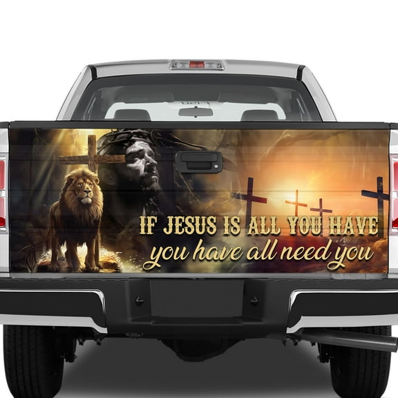 Lotusprinthandmade God Jesus Tailgate Wrap 26"x66", Christian Truck Tailgate Decal Sticker Wrap
